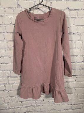 Pact Girls Organic Cotton Long Sleeve Dress With Ruffle Mauve Sz 4T/5T Casual